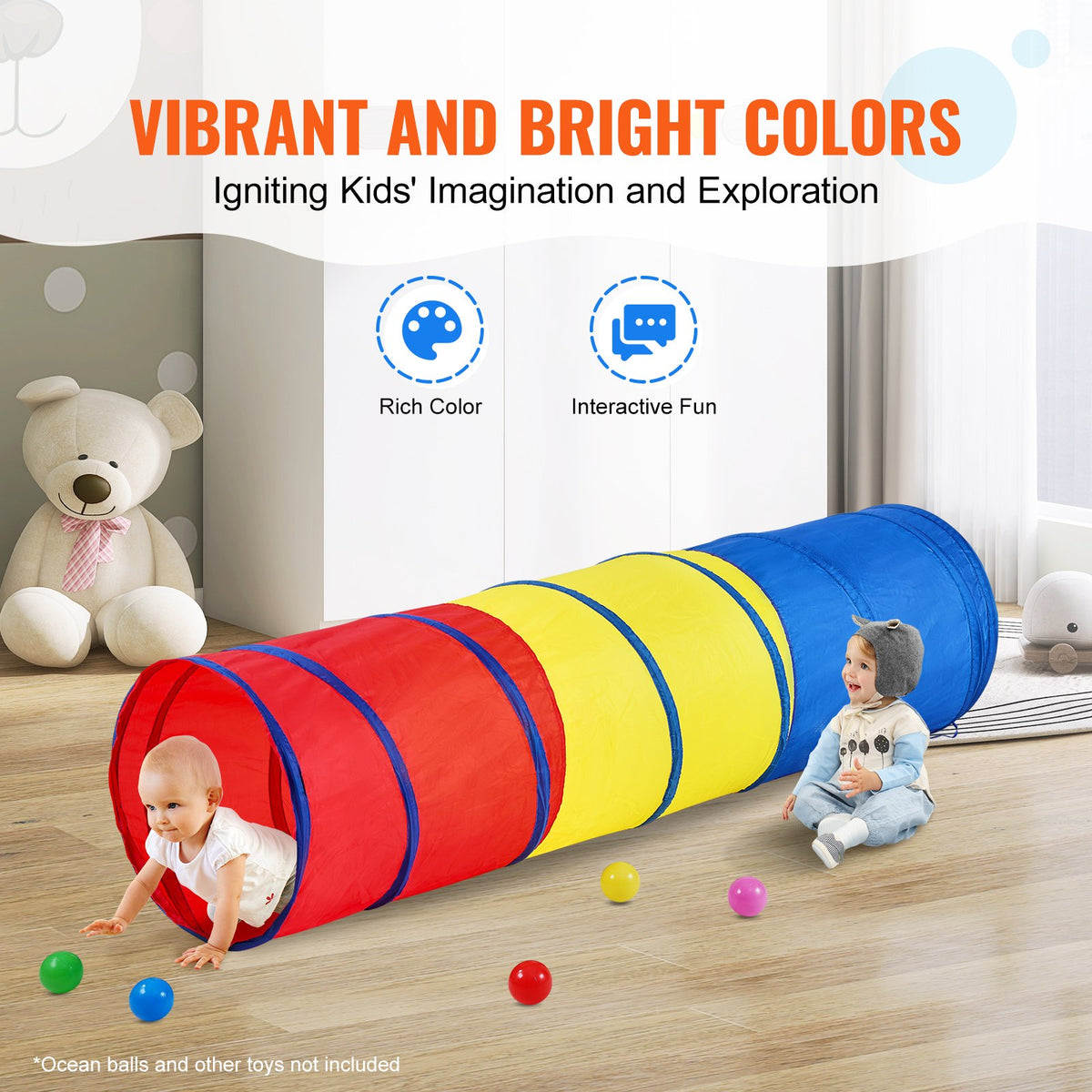 Kids Play Tunnel | Pop-Up Crawl Tube Toy for Toddlers & Pets | Indoor/Outdoor Collapsible Play Tunnel – Multicolor