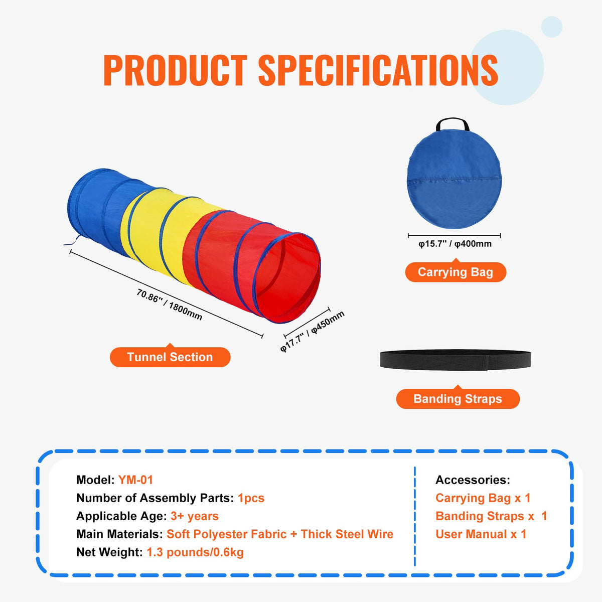 Kids Play Tunnel | Pop-Up Crawl Tube Toy for Toddlers & Pets | Indoor/Outdoor Collapsible Play Tunnel – Multicolor