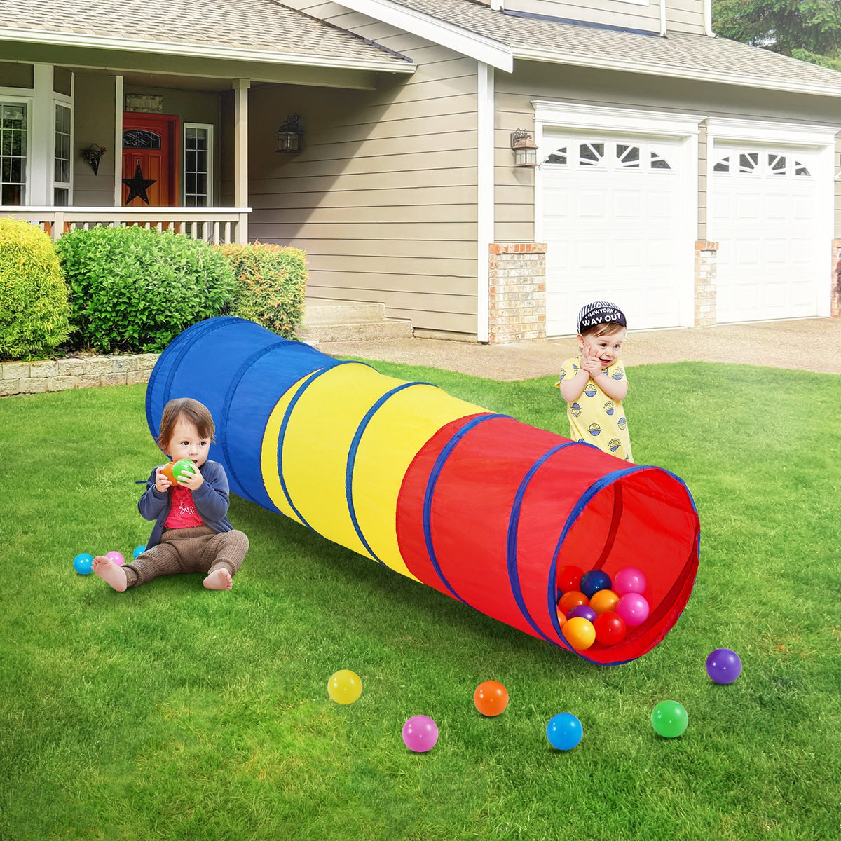 Kids Play Tunnel | Pop-Up Crawl Tube Toy for Toddlers & Pets | Indoor/Outdoor Collapsible Play Tunnel – Multicolor