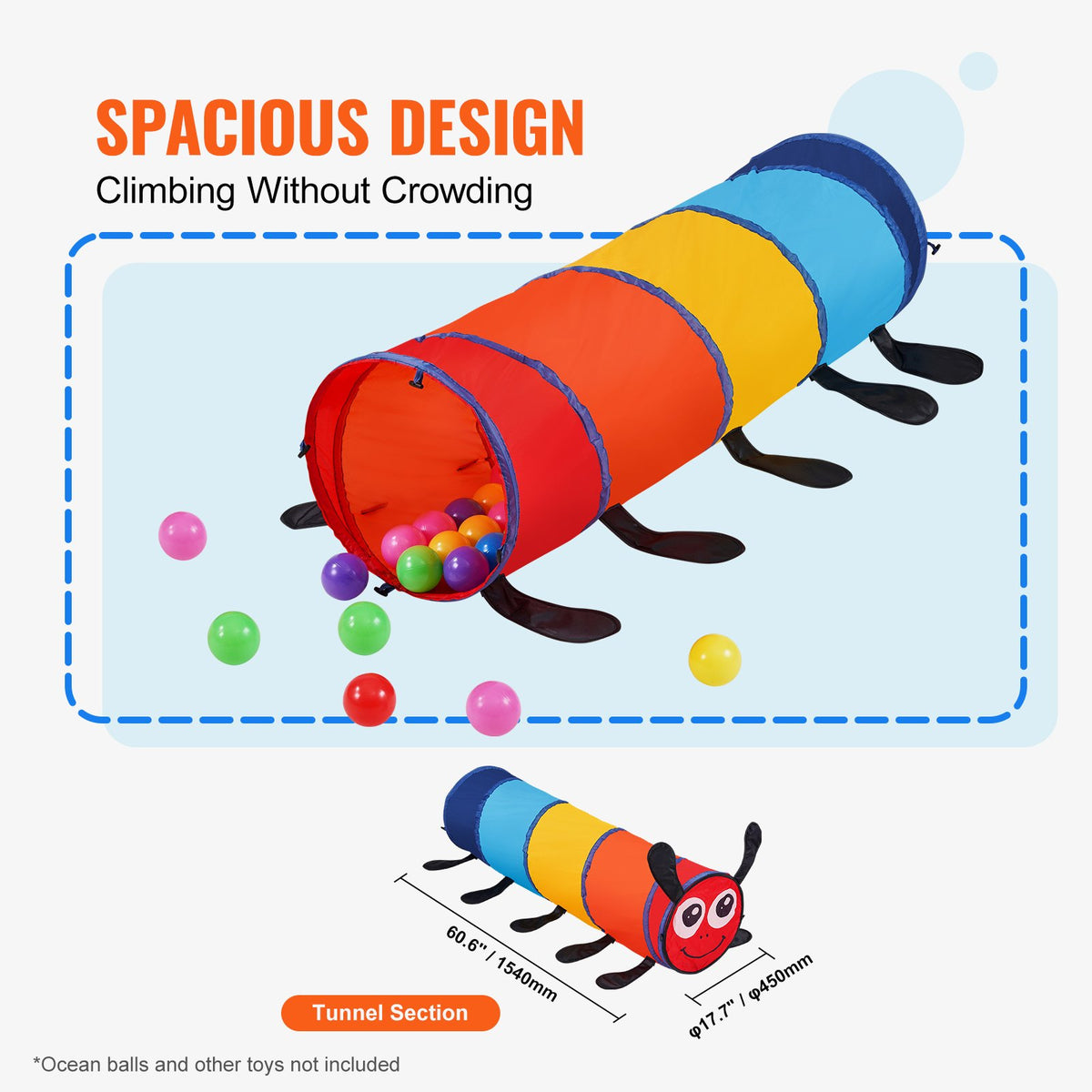 Kids Play Tunnel Tent | Pop-Up Caterpillar Crawl Tunnel for Toddlers & Pets | Indoor/Outdoor Use