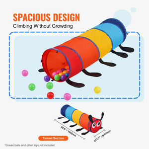 Kids Play Tunnel Tent | Pop-Up Caterpillar Crawl Tunnel for Toddlers & Pets | Indoor/Outdoor Use