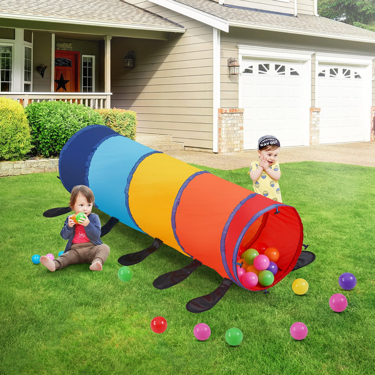 Kids Play Tunnel Tent | Pop-Up Caterpillar Crawl Tunnel for Toddlers & Pets | Indoor/Outdoor Use