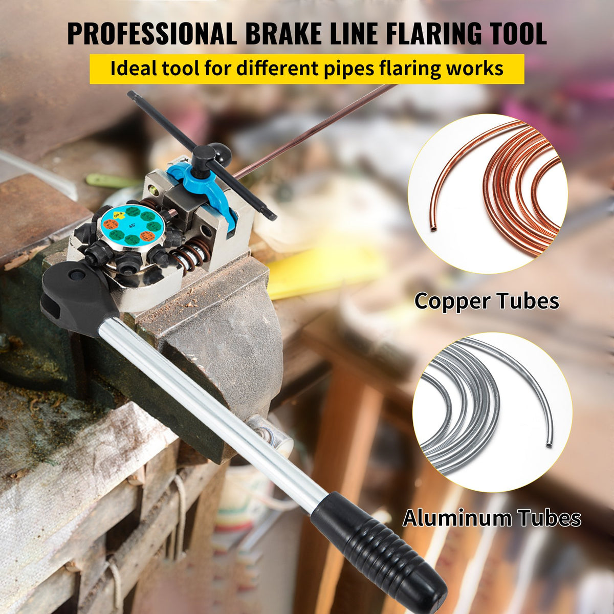 Brake Line Flaring Tool Kit | 45° Single, Double & Bubble Flares for Multiple Tube Sizes | Automotive Use