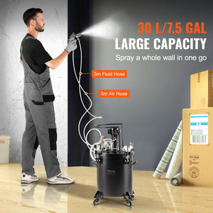 Paint Pressure Pot | 30L/7.5gal Tank with Automatic Stirring | 70 PSI