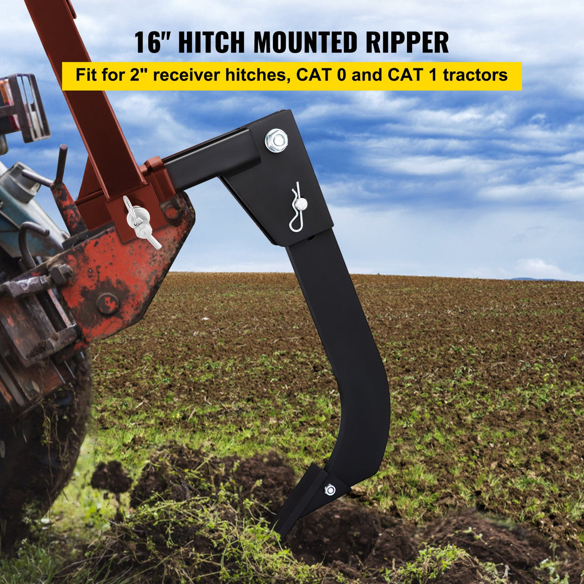 Hitch Mounted Ripper | 40.6cm Shank with 2 Plough Tips & Pins