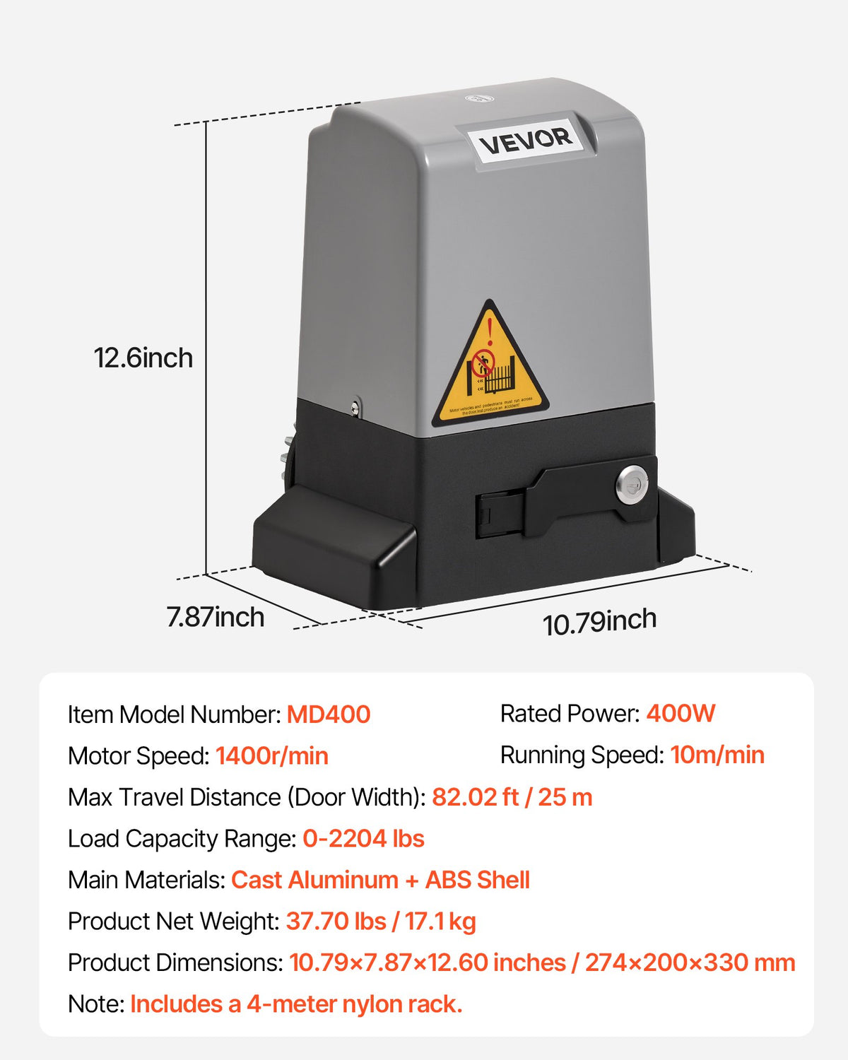 Sliding Gate Opener 400W | 1000kg Capacity | Chain Drive