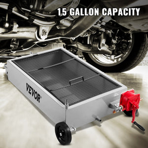 Oil Drain Pan | 57L Low-Profile Truck Pan with Pump & Casters