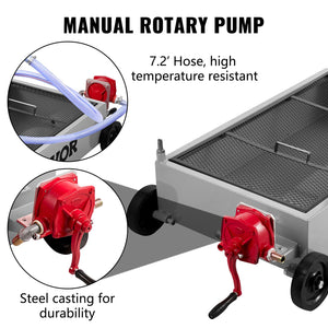 Oil Drain Pan | 57L Low-Profile Truck Pan with Pump & Casters