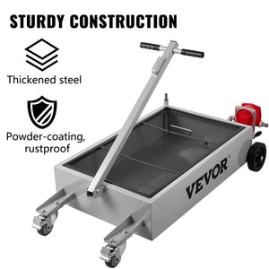 Oil Drain Pan | 57L Low-Profile Truck Pan with Pump & Casters