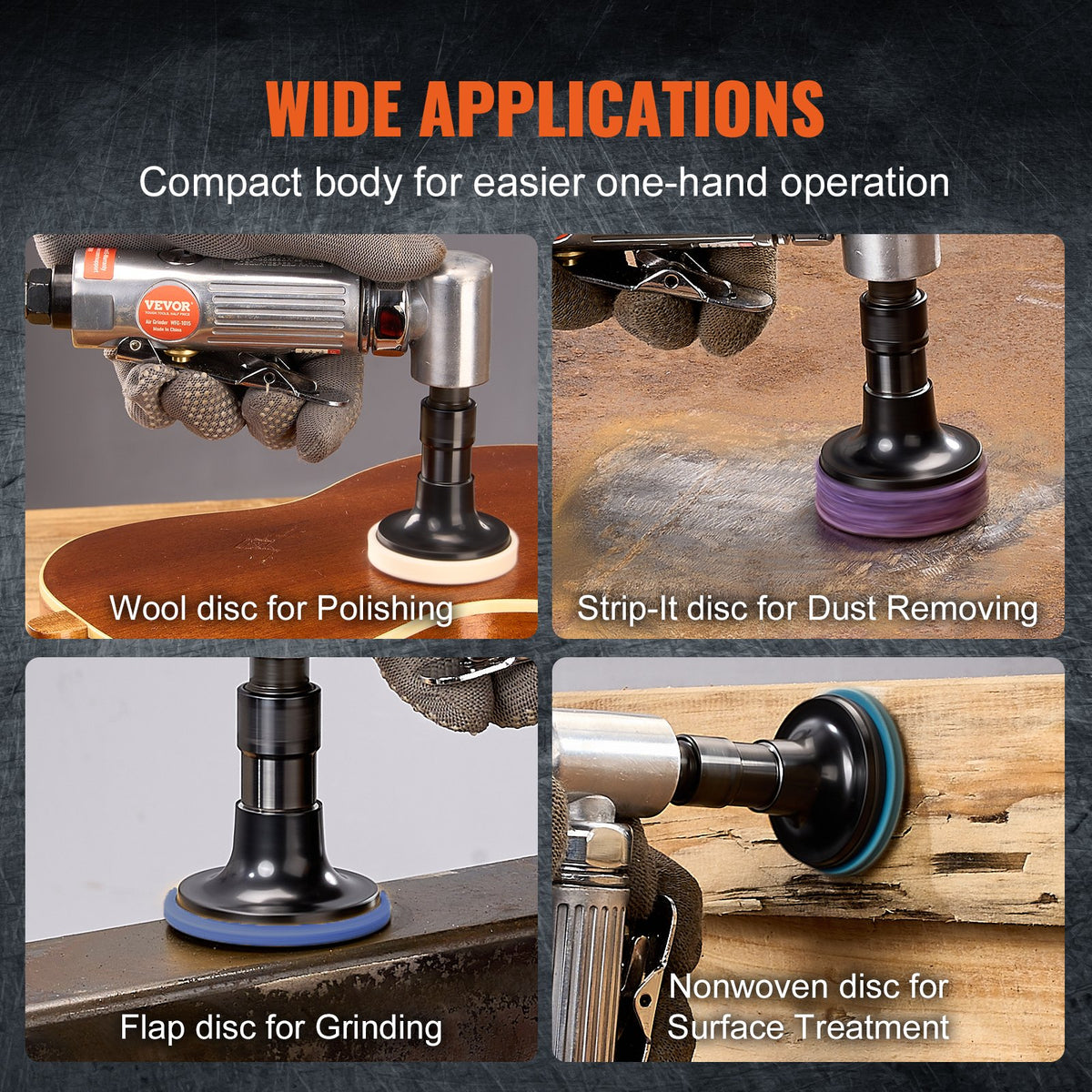 Air Angle Die Grinder 1/4" | Right Angle 90° Pneumatic Grinder | 20000RPM | Includes 24 Grinding & Polishing Discs