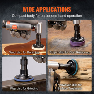 Air Angle Die Grinder 1/4" | Right Angle 90° Pneumatic Grinder | 20000RPM | Includes 24 Grinding & Polishing Discs