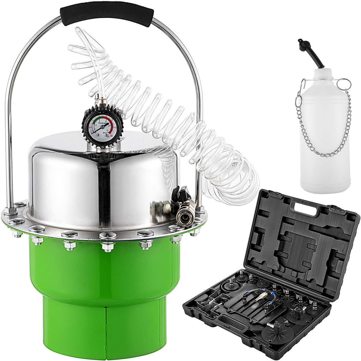 Pneumatic Brake Bleeder Kit | Air Pressure Clutch & Brake Fluid Bleeding Tool | Portable Garage & Workshop Service