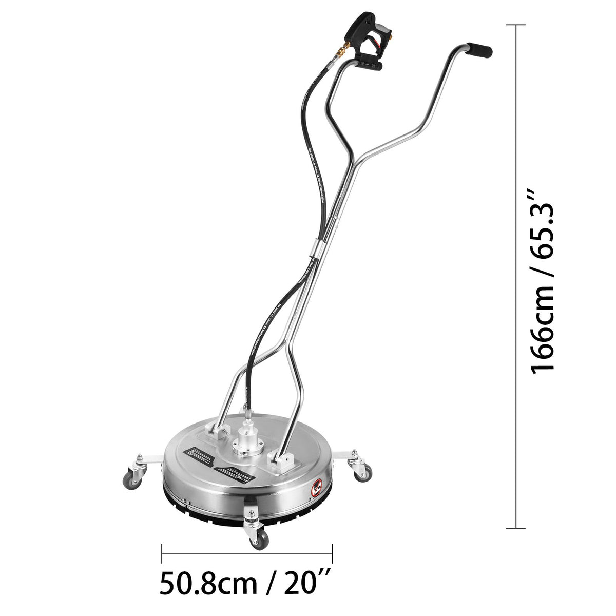 Pressure Washer Surface Cleaner 20 Inch | 4000 PSI Max | Stainless Steel with 3/8" Quick Connector, Casters & 3 Nozzles | 10.5 GPM Rotary Cleaning Head for Driveways & Patios