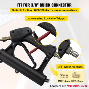 Telescoping Pressure Washer Wand 20FT | 5-Section Adjustable Length | Max 4000 PSI | 3/8" Quick Connection | Includes 5 Nozzles & Belt | For Roof, Fence & Gutter Cleaning | Silver