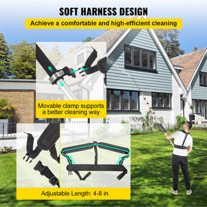 Telescoping Pressure Washer Wand 20FT | 5-Section Adjustable Length | Max 4000 PSI | 3/8" Quick Connection | Includes 5 Nozzles & Belt | For Roof, Fence & Gutter Cleaning | Silver