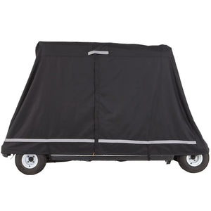 4 Passenger Golf Cart Cover | 600D Waterproof, Sunproof & Dustproof Polyester | Universal Fit with 3 Zipper Doors | Black