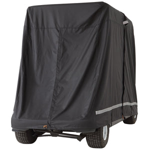 4 Passenger Golf Cart Cover | 600D Waterproof, Sunproof & Dustproof Polyester | Universal Fit with 3 Zipper Doors | Black