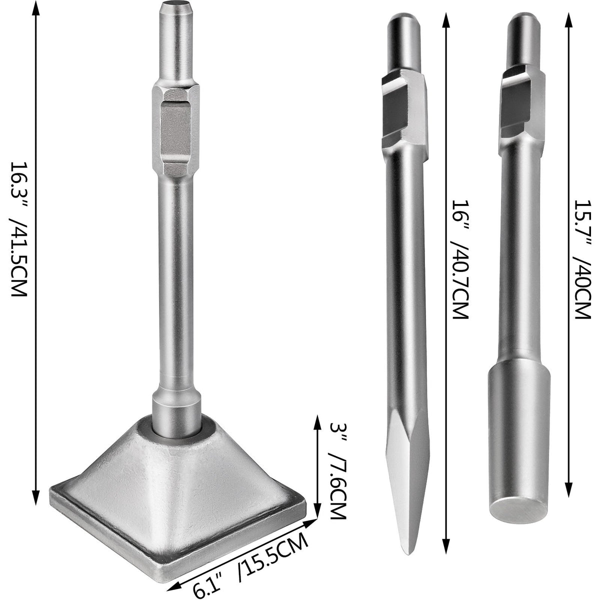 Jackhammer Dirt Tamper Shank 1-1/8" | 6x6" Compactor Plate for Electric Demolition Hammers