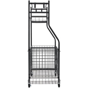 Sports Equipment Organizer | Rolling Ball Storage Rack with Baskets & Hooks | Indoor/Outdoor Steel Cart