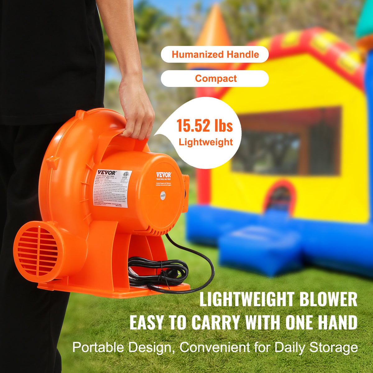Bounce House Blower | 1 & 1.2 HP 900W Commercial Inflatable Air Pump Fan