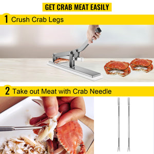 Crab Cracker Set | Aluminum & Stainless Steel Shucker with 2 Seafood Picks for Shellfish