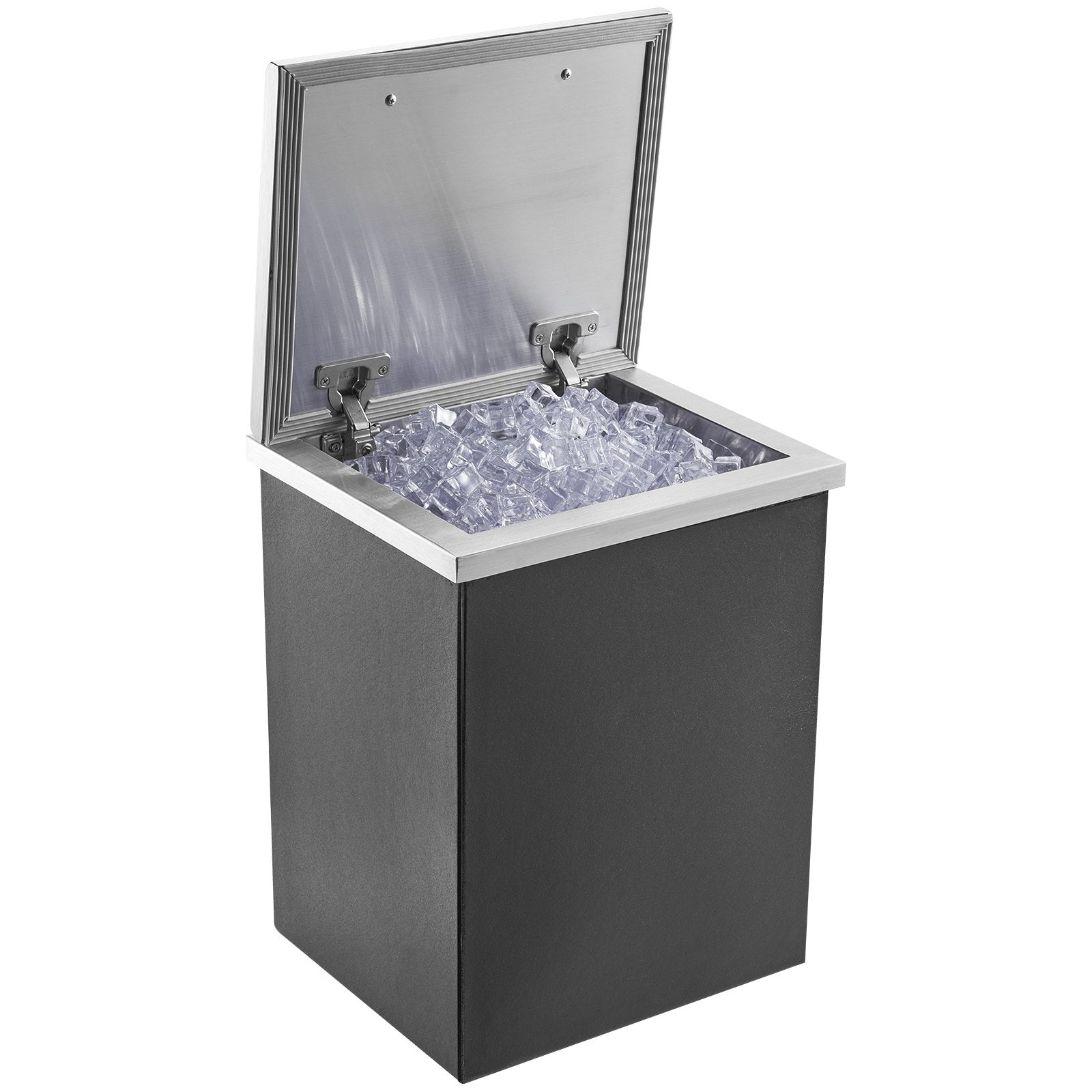 Drop-In Ice Chest 14"x12"x18" | Stainless Steel 40qt Outdoor Kitchen Ice Bin with Hinged Cover & Drain