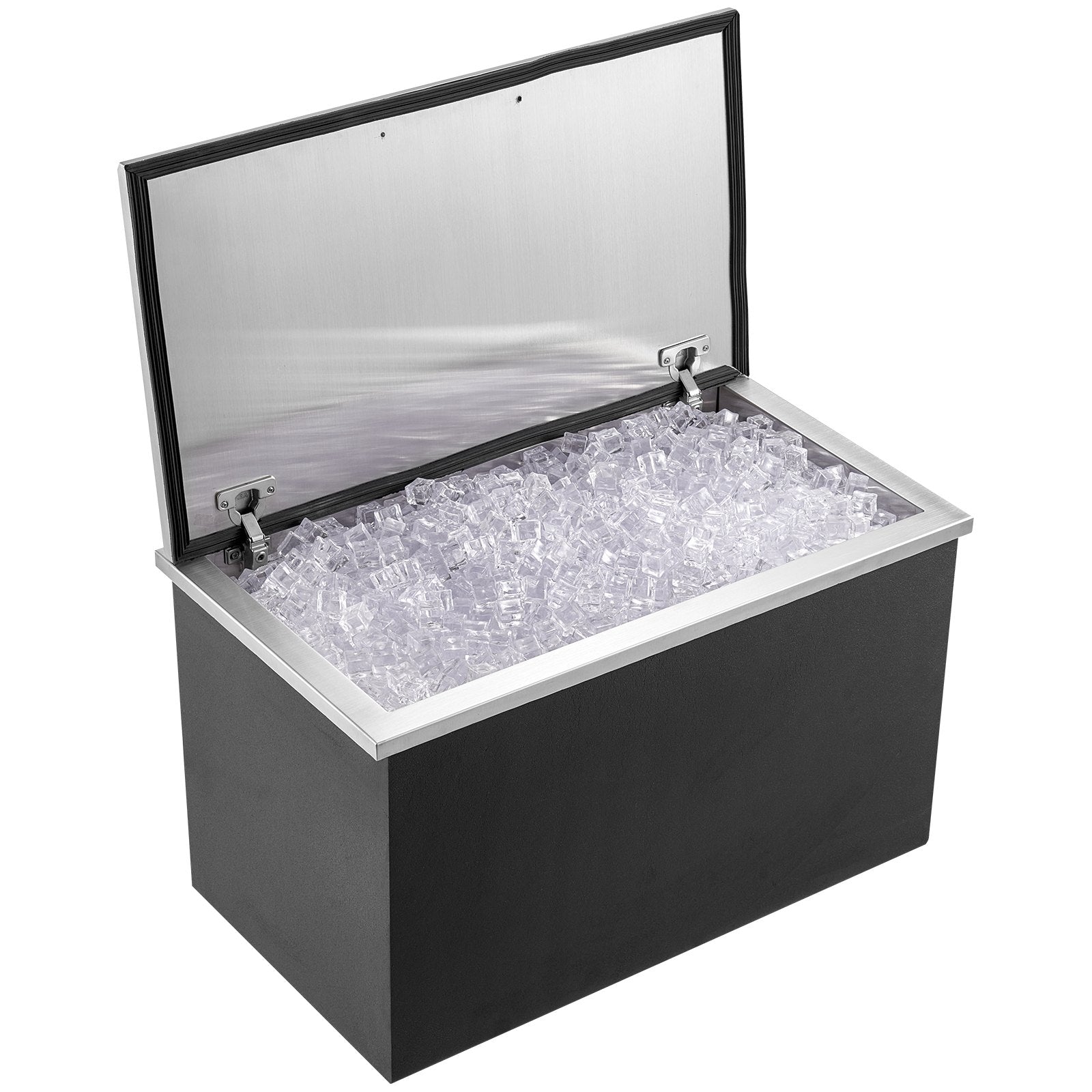 Drop-In Ice Chest 24"x20"x15" | Stainless Steel 40qt Cooler Bin with Hinged Lid & Drain