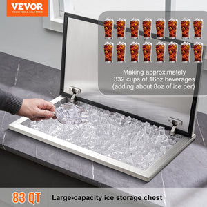 Drop-In Ice Chest 24"x20"x15" | Stainless Steel 40qt Cooler Bin with Hinged Lid & Drain