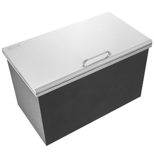 Drop-In Ice Chest 24"x20"x15" | Stainless Steel 40qt Cooler Bin with Hinged Lid & Drain