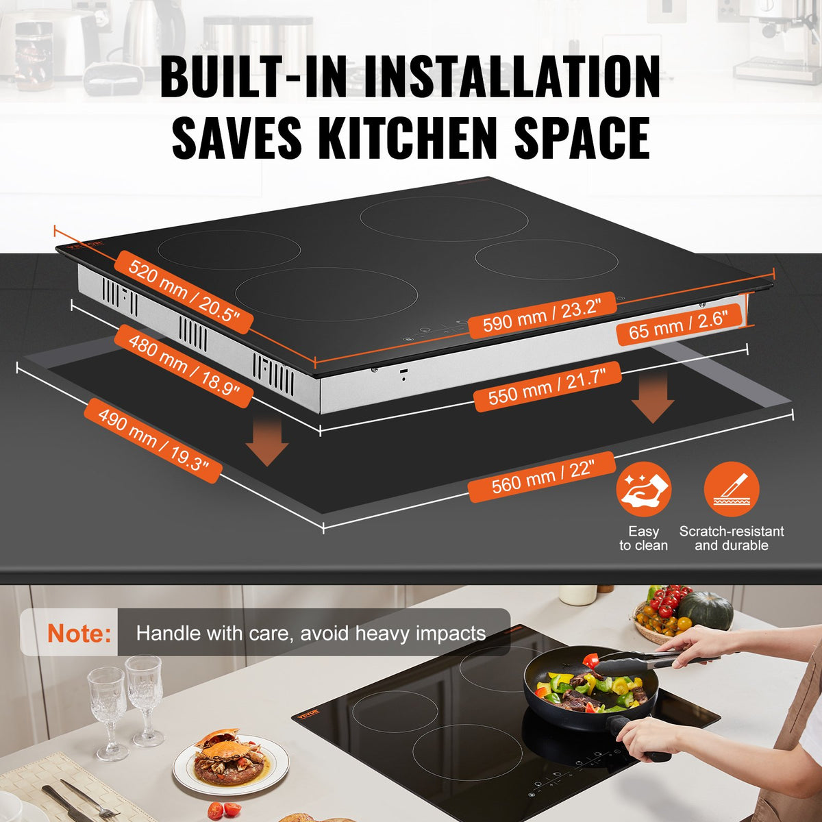 Built-In Electric Cooktop | 4-Burner Radiant Ceramic | 23.2x20.5"