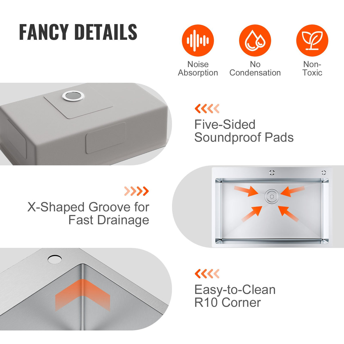 Kitchen Sink 33 Inch 3 Pack | 304 Stainless Steel Drop-In Single Bowl Sinks with Accessories | For Workstation, RV & Bar