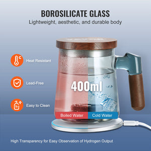 Hydrogen Water Cup 400ml | SPE Technology Portable Ionizer with Wireless Base