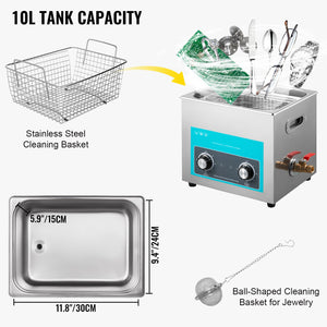 Ultrasonic Jewelry Cleaner | Heated Timer Tank for Glasses, Rings & Instruments
