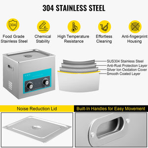 Ultrasonic Jewelry Cleaner | Heated Timer Tank for Glasses, Rings & Instruments