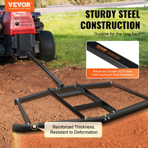 Driveway Drag Harrow 76.57" | Tow-Behind Q235 Steel Grader with Adjustable Bars | Fits ATVs, UTVs & Lawn Tractors | 50lbs Support Weight