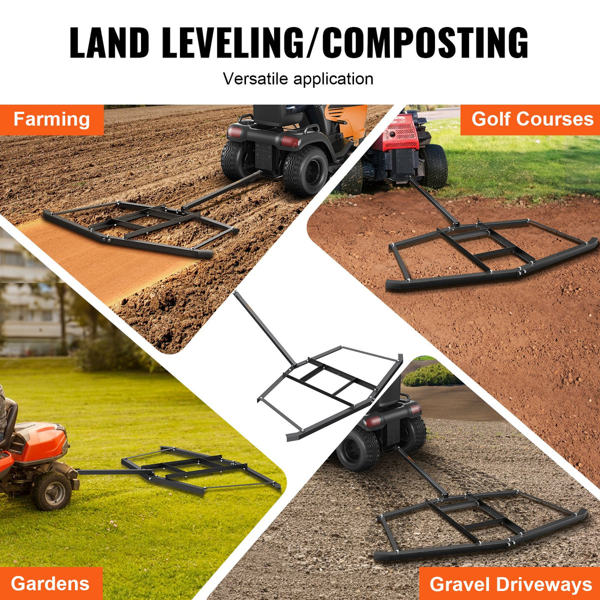 Driveway Drag Harrow 76.57" | Tow-Behind Q235 Steel Grader with Adjustable Bars | Fits ATVs, UTVs & Lawn Tractors | 50lbs Support Weight