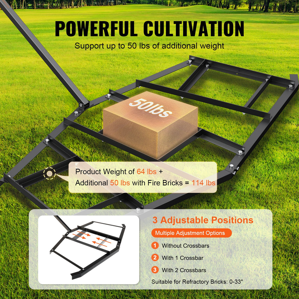 Driveway Drag Harrow | 84" Steel Tow-Behind Driveway Grader | Adjustable Bars for ATVs, UTVs & Lawn Tractors