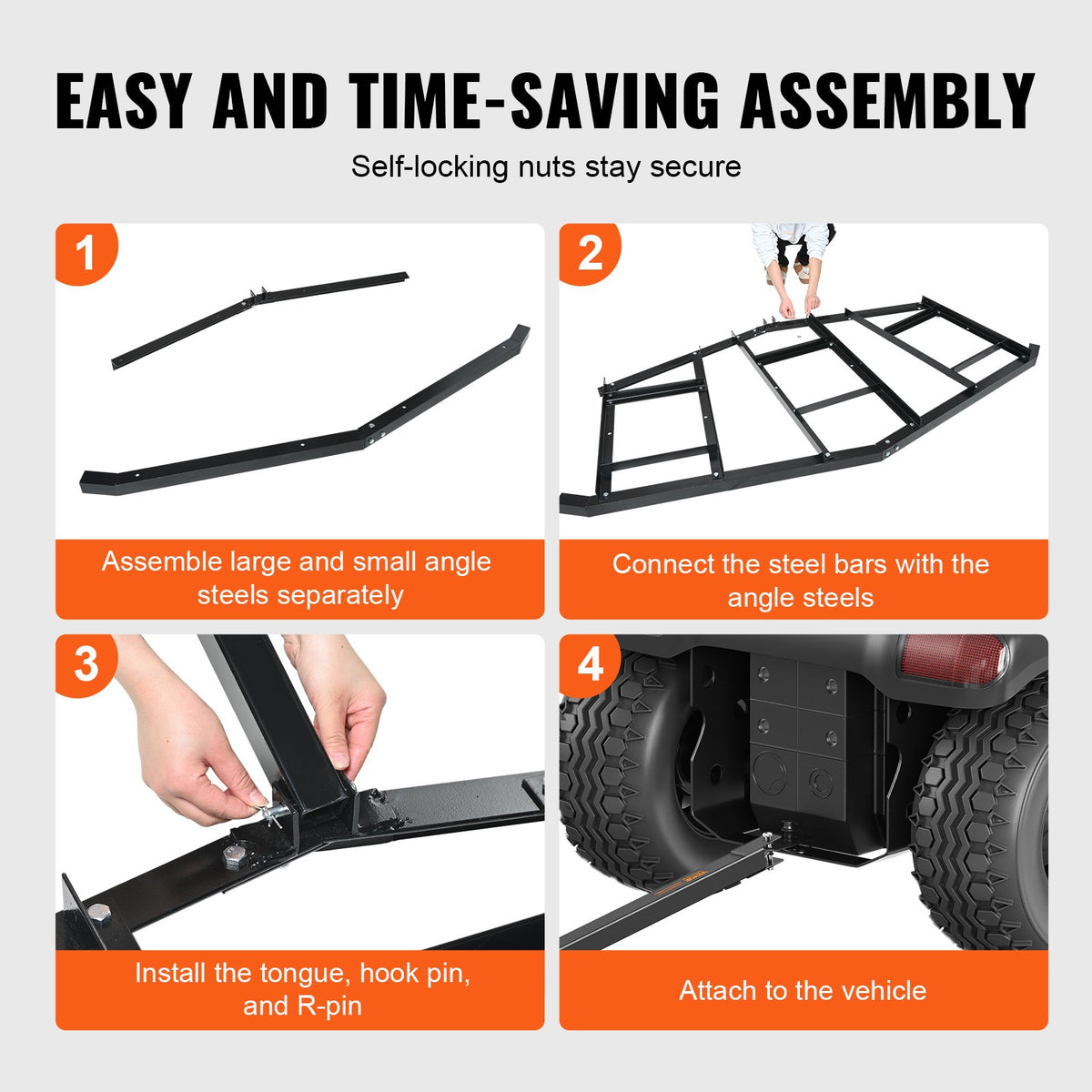 Driveway Drag Harrow | 84" Steel Tow-Behind Driveway Grader | Adjustable Bars for ATVs, UTVs & Lawn Tractors