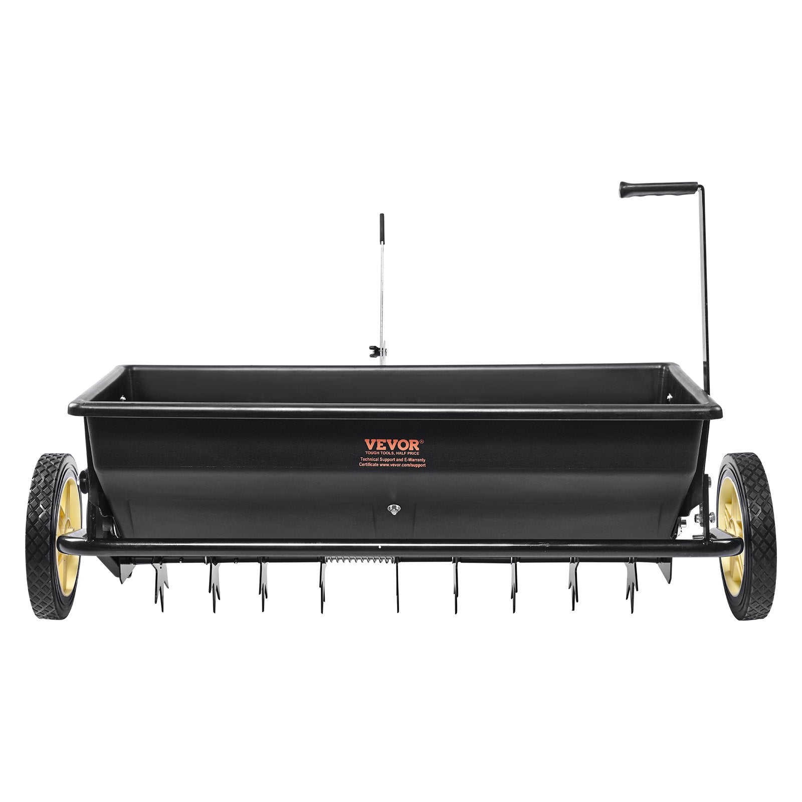 Broadcast Spreader 100LB | Tow-Behind Poly Drop Spreader with Aerator & Seeder