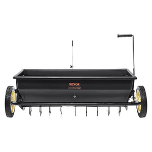 Broadcast Spreader 100LB | Tow-Behind Poly Drop Spreader with Aerator & Seeder