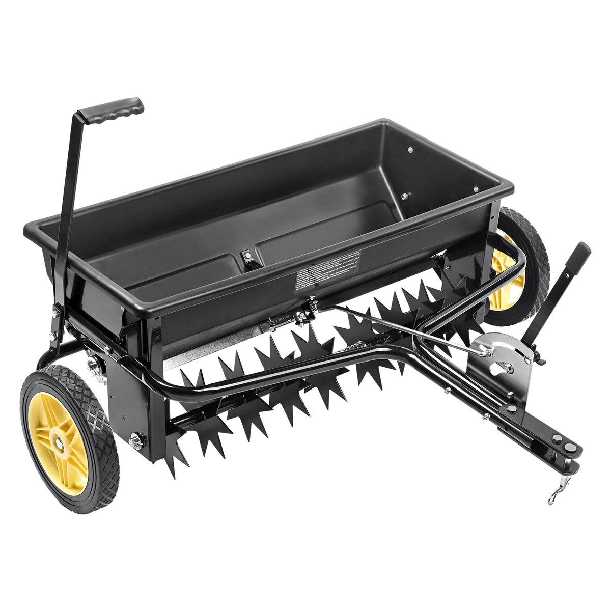 Broadcast Spreader 100LB | Tow-Behind Poly Drop Spreader with Aerator & Seeder