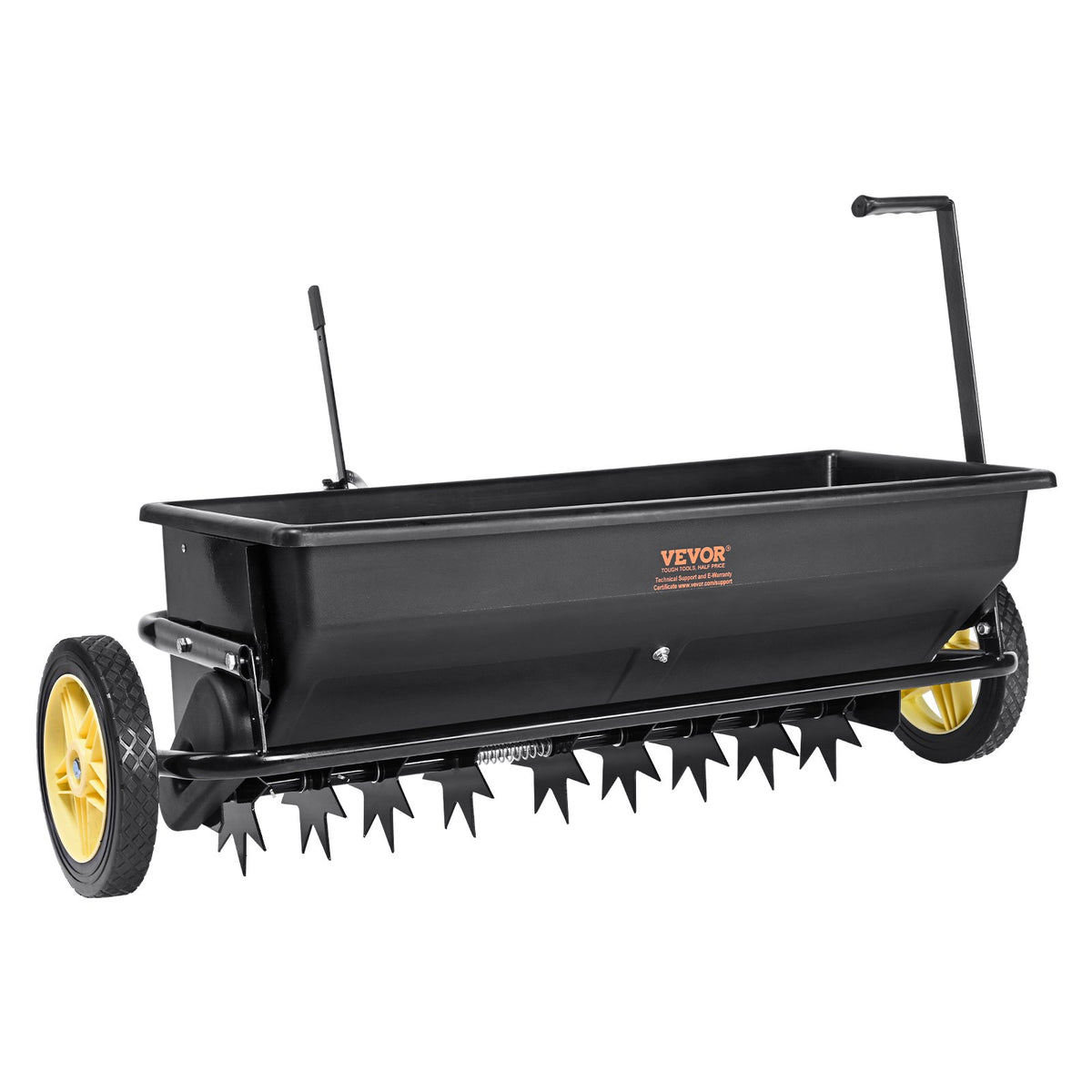 Broadcast Spreader 100LB | Tow-Behind Poly Drop Spreader with Aerator & Seeder