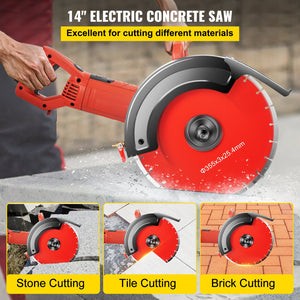 Electric Concrete Saw 14" | 1800W Masonry Cutter with Blade for Granite & Concrete