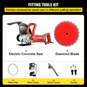 Electric Concrete Saw 14" | 1800W Masonry Cutter with Blade for Granite & Concrete