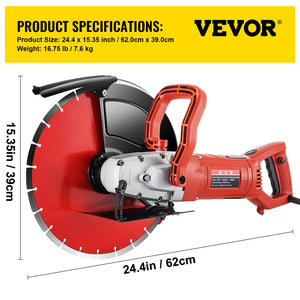 Electric Concrete Saw 14" | 1800W Masonry Cutter with Blade for Granite & Concrete