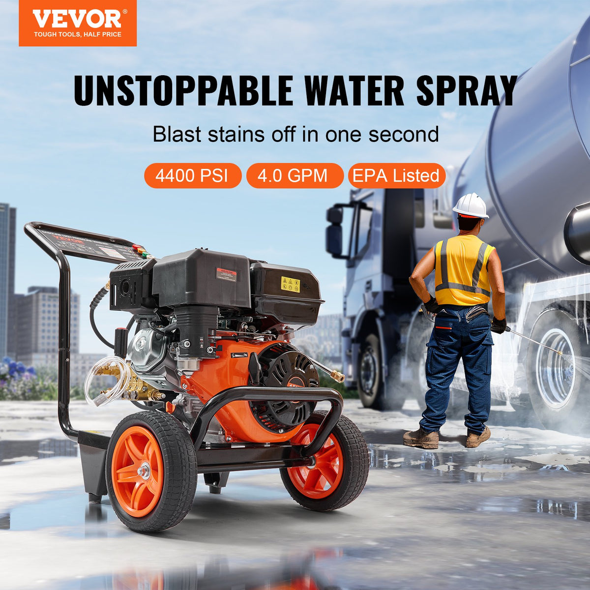 Gas Pressure Washer | 4400 PSI 4.0 GPM 390cc 5 Nozzle Heavy Duty Washer