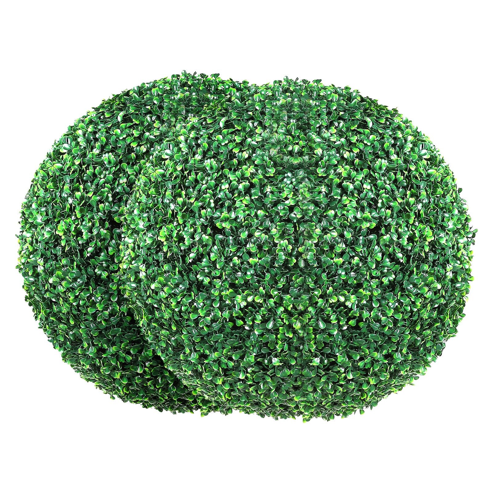 Artificial Boxwood Topiary Trees | 2-Pack Ball-Shape Faux Plants | All-Year Green Outdoor/Indoor Décor