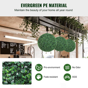 Artificial Boxwood Topiary Trees | 2-Pack Ball-Shape Faux Plants | All-Year Green Outdoor/Indoor Décor