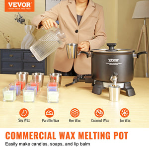 Wax Melter 5L | Electric Wax Melting Pot with Easy Pour Spout | 4-Level Temp Control | For Candle & Soap Making