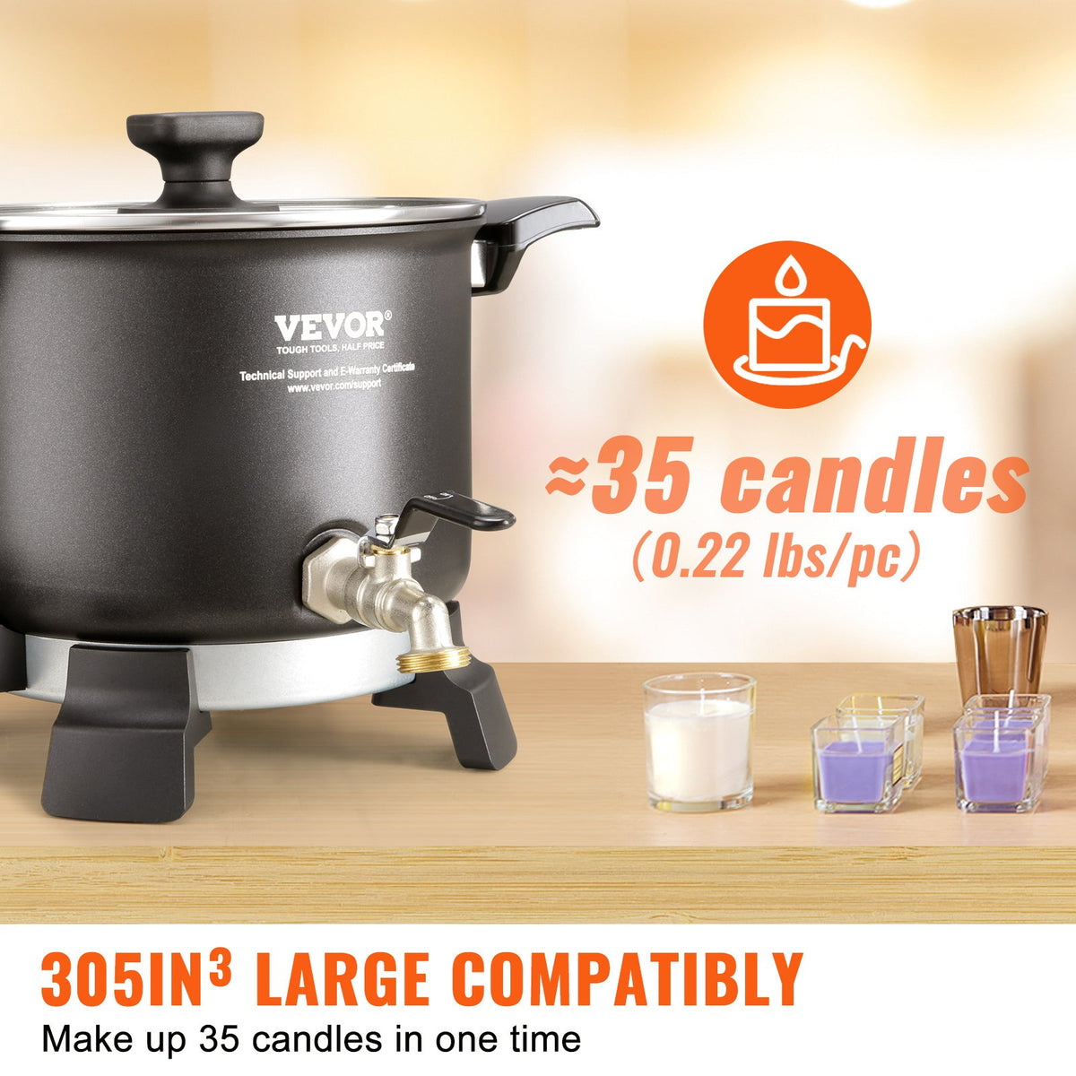 Wax Melter 5L | Electric Wax Melting Pot with Easy Pour Spout | 4-Level Temp Control | For Candle & Soap Making